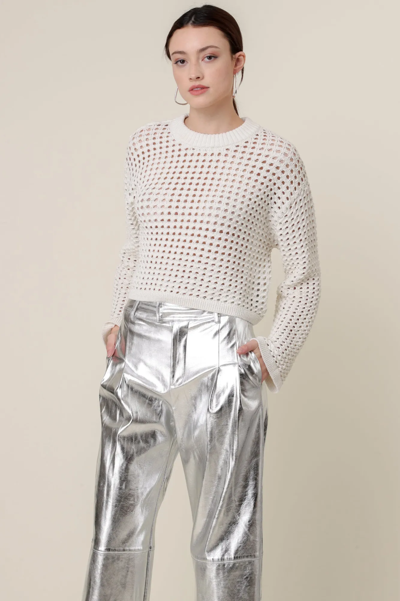 Line & Dot ADDY CROCHET SWEATER- Knits