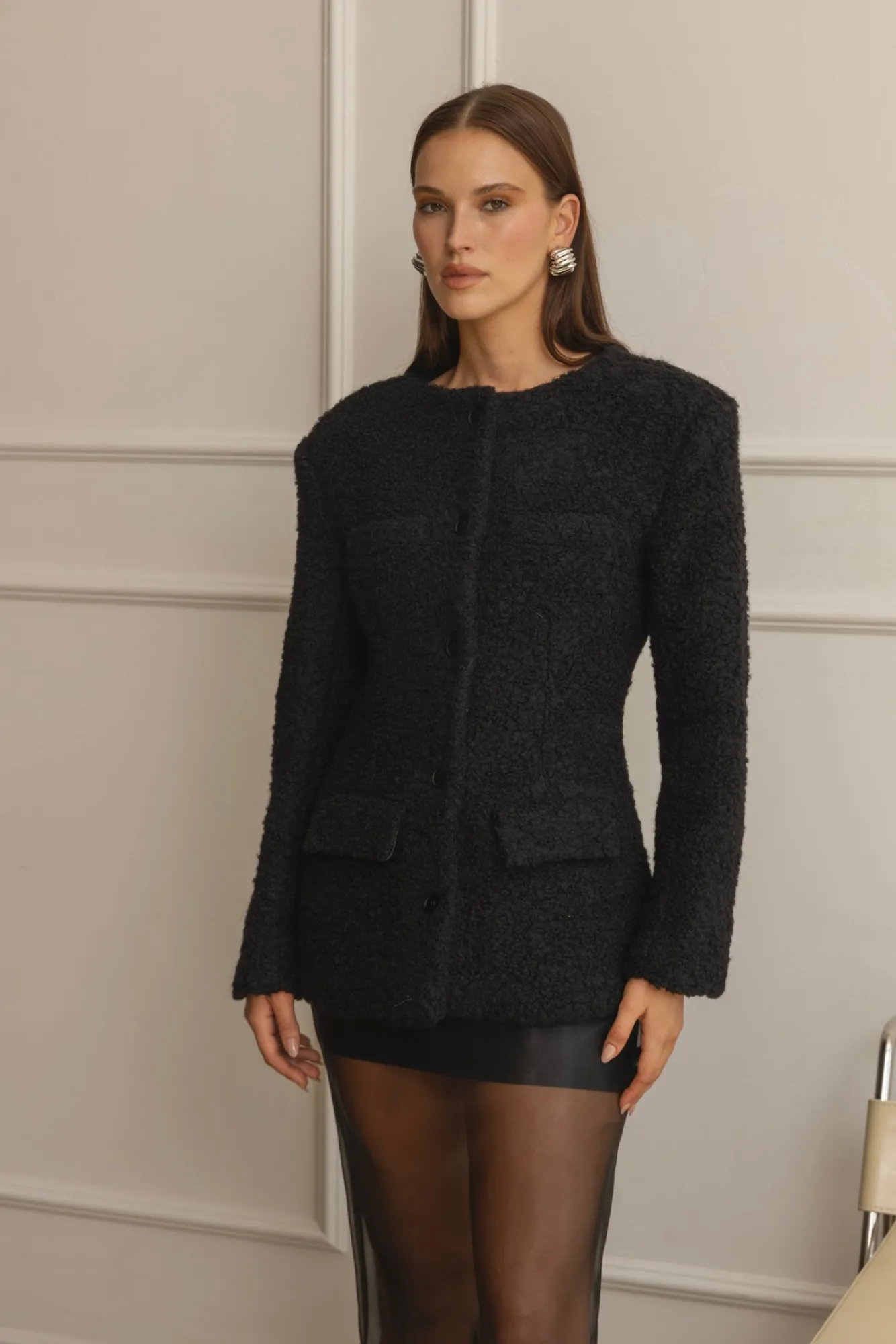 Line & Dot ANGIE SHEARLING JACKET- Outerwear