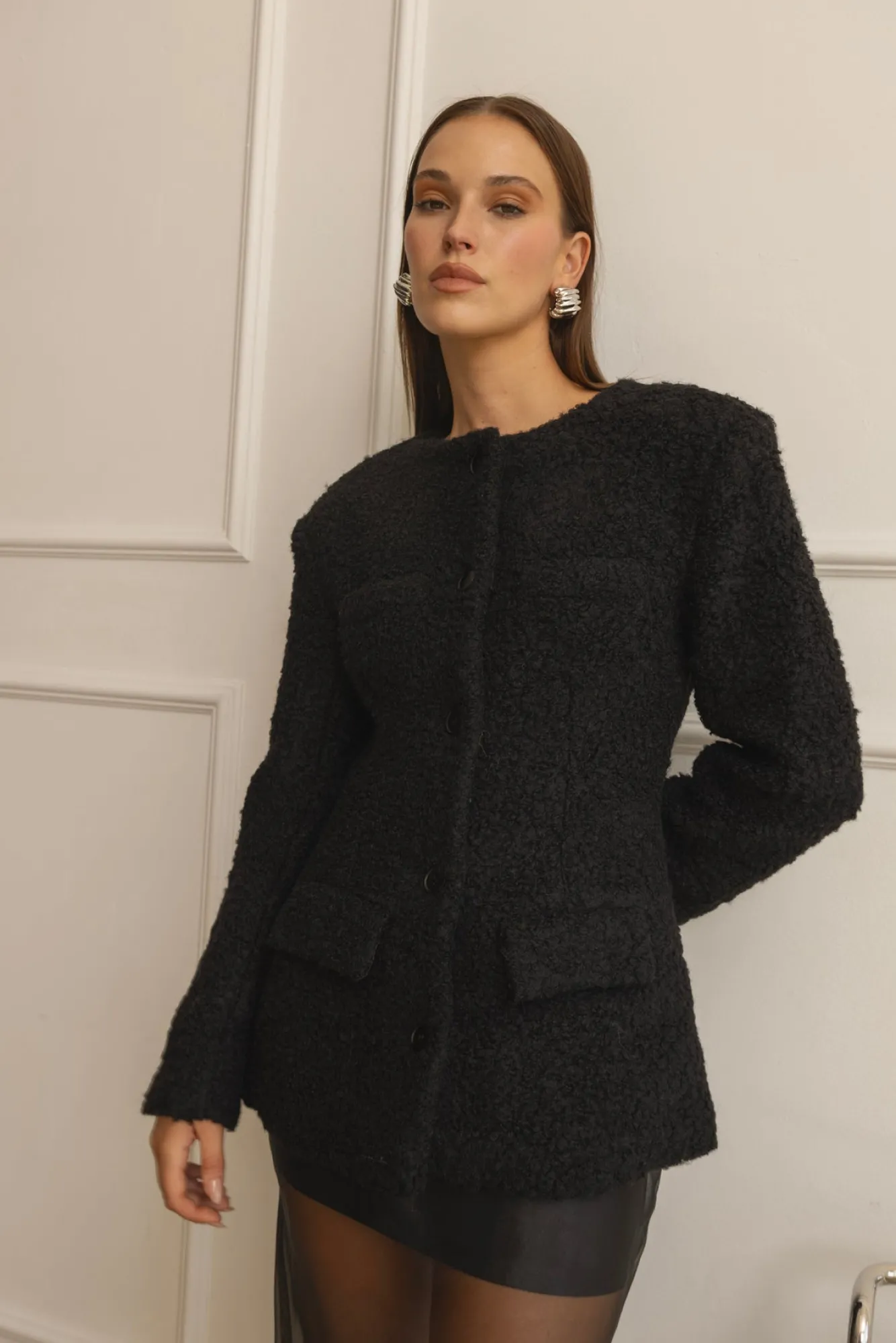 Line & Dot ANGIE SHEARLING JACKET- Outerwear