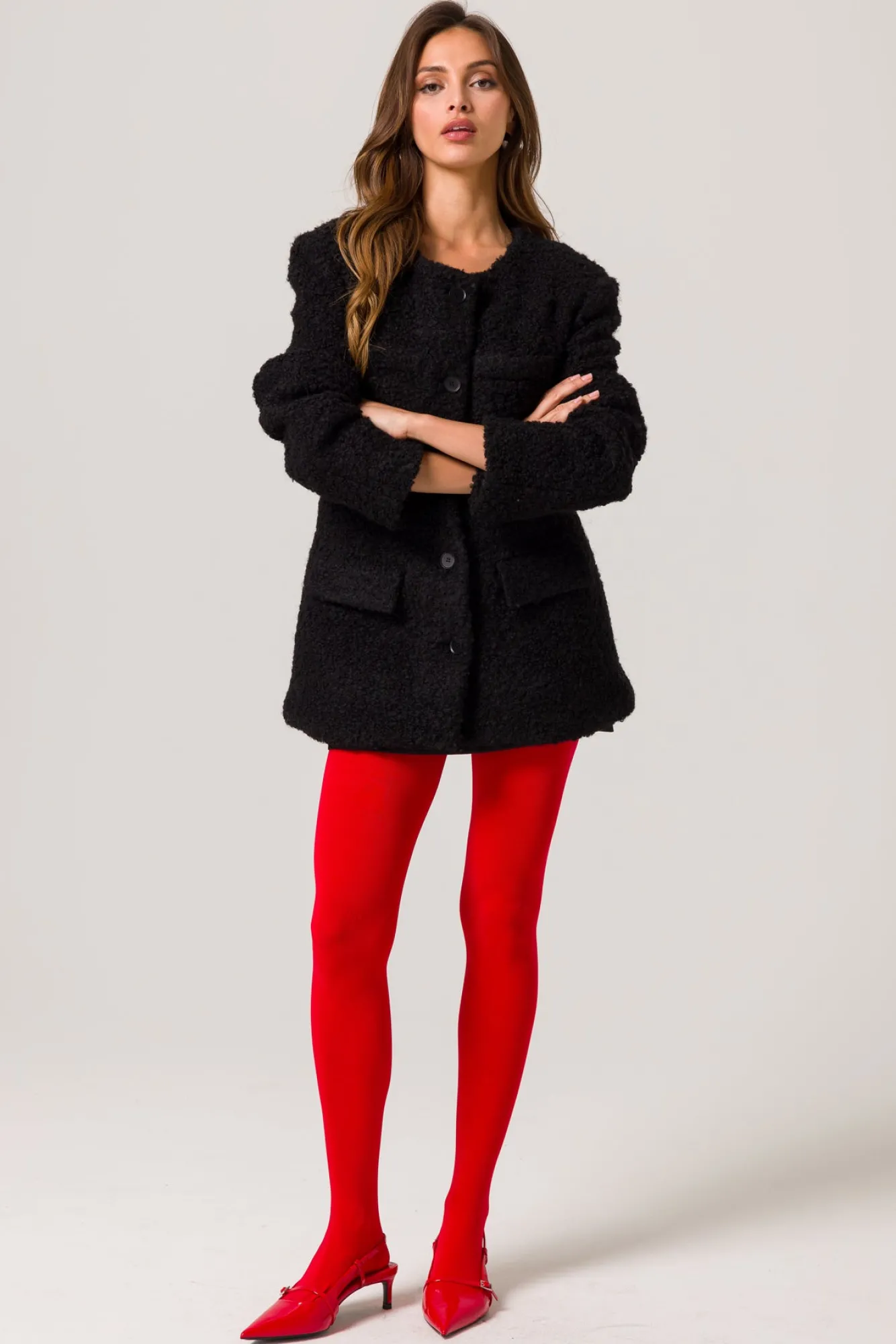 Line & Dot ANGIE SHEARLING JACKET- Outerwear