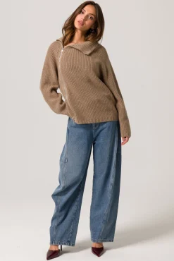 Line & Dot BASSETT ZIPPER SWEATER- Knits