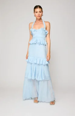 Line & Dot CARI HALTER NECKLINE MAXI DRESS- Dresses | Resort