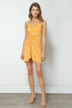 Line & Dot CHRISTY FLORAL PRINT RUCHED MINI DRESS- Dresses