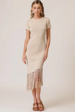 Line & Dot CHRYSTA ASYMMETRICAL FRINGE DRESS- Dresses