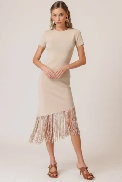 Line & Dot CHRYSTA ASYMMETRICAL FRINGE DRESS- Dresses