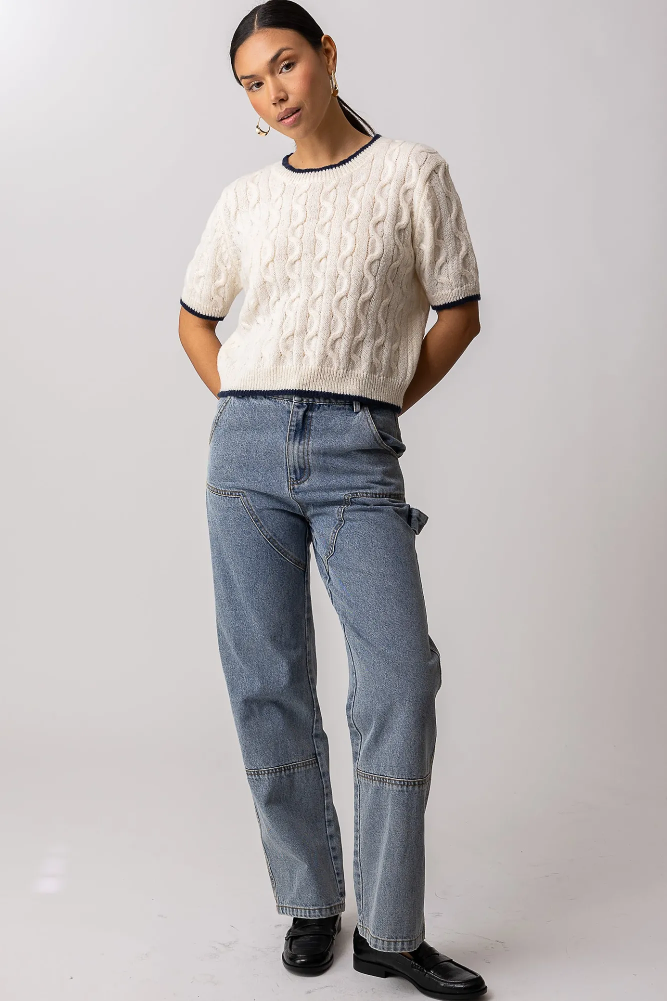 Line & Dot COLLEGIATE SWEATER TOP- Knits