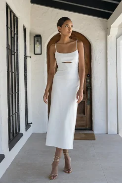 Line & Dot FLOR CUT OUT MIDI DRESS- Dresses