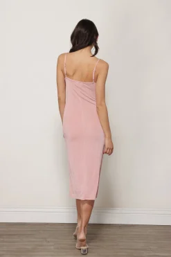 Line & Dot JEANIE SLINKY MIDI SLIP DRESS- Dresses