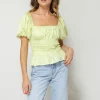 Line & Dot KARLIE SMOCKED BLOUSE- Tops