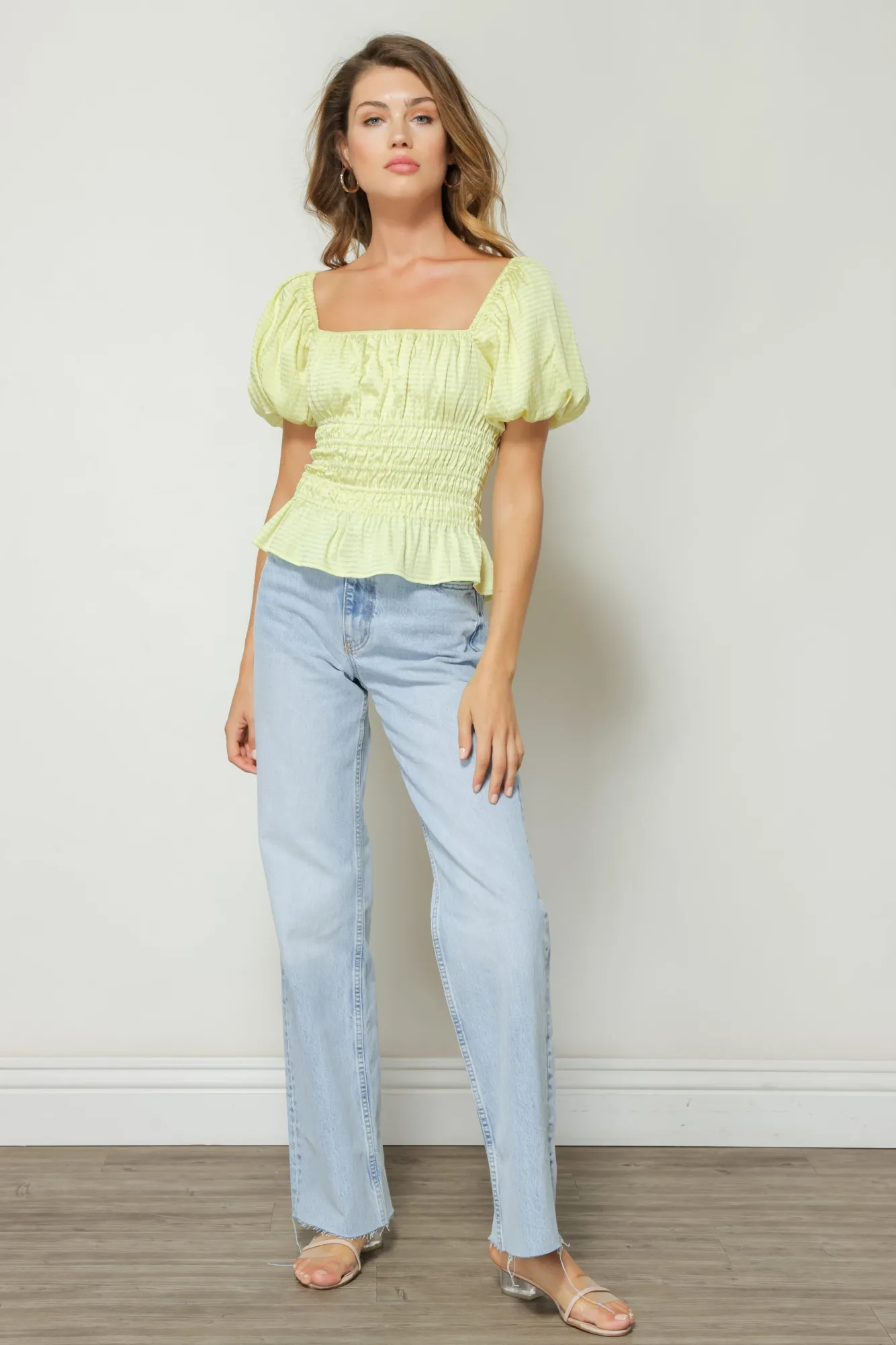 Line & Dot KARLIE SMOCKED BLOUSE- Tops