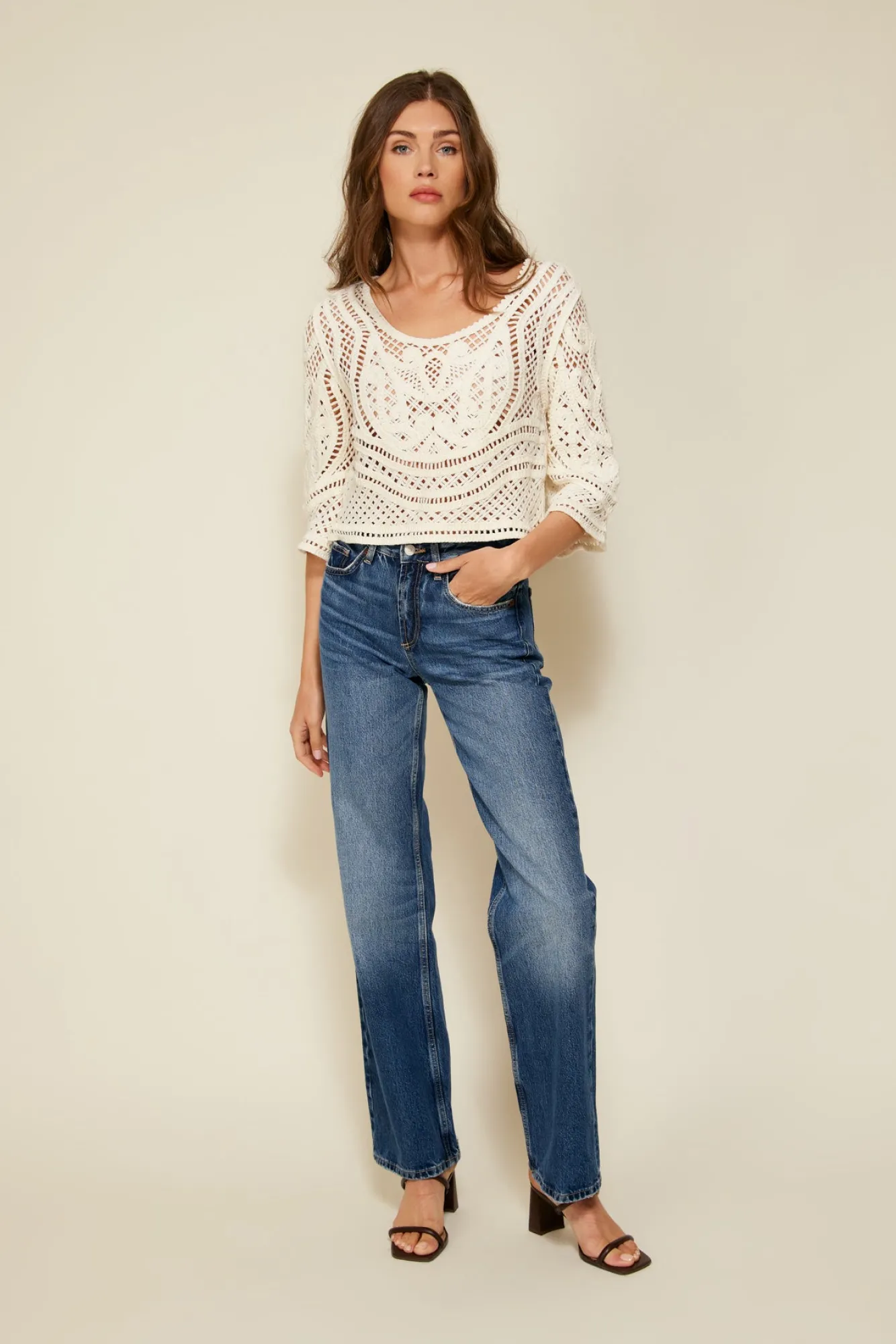 Line & Dot KRISTA CROCHET TOP- Tops