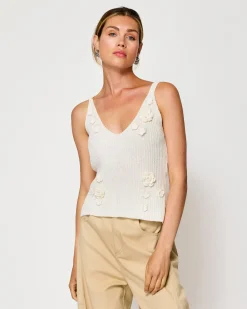 Line & Dot LARA ROSETTE DETAILED SLEEVELESS TOP- Tops | Resort