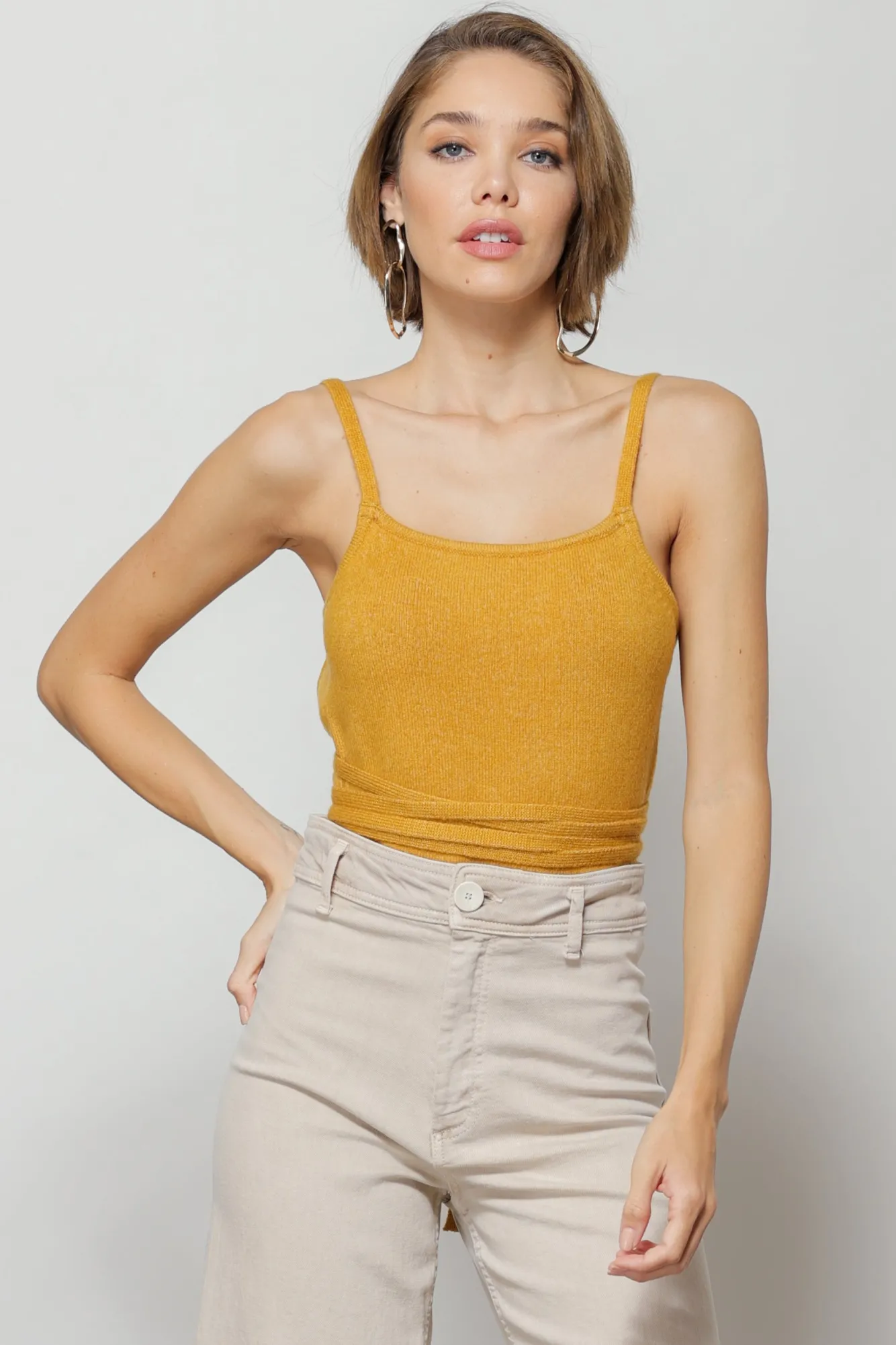 Line & Dot MEGAN WRAP SWEATER TOP- Tops