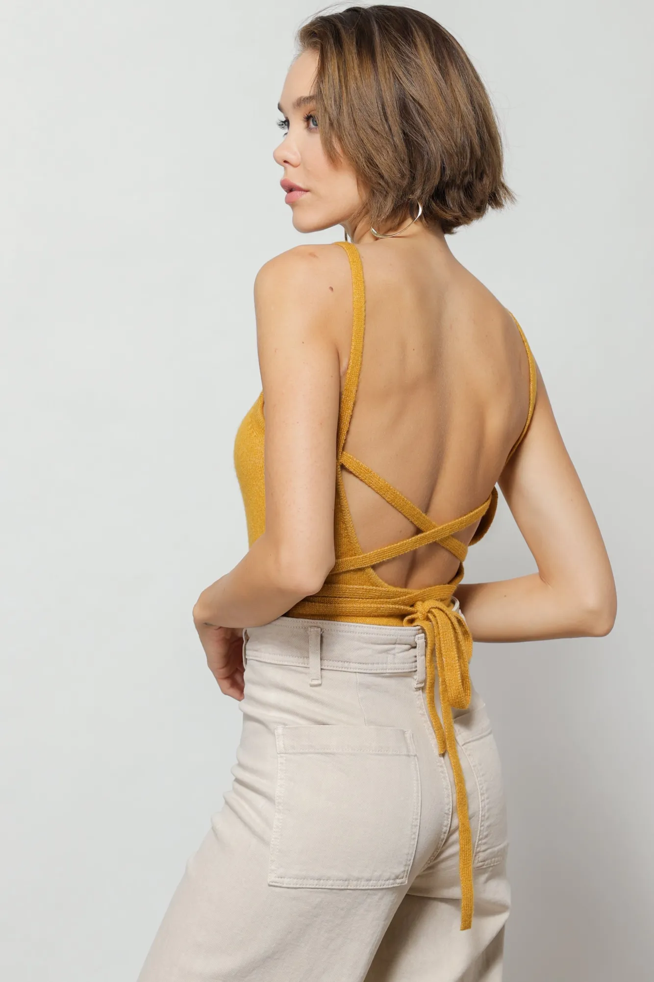 Line & Dot MEGAN WRAP SWEATER TOP- Tops