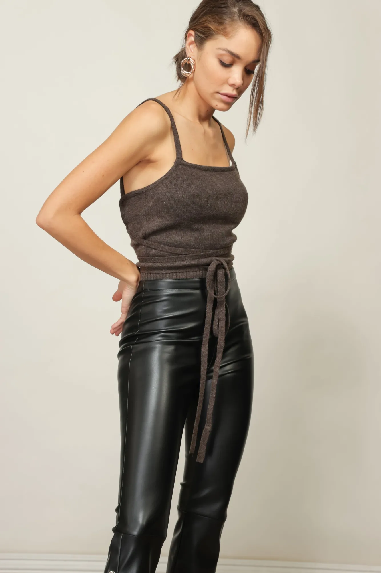 Line & Dot MEGAN WRAP SWEATER TOP- Tops