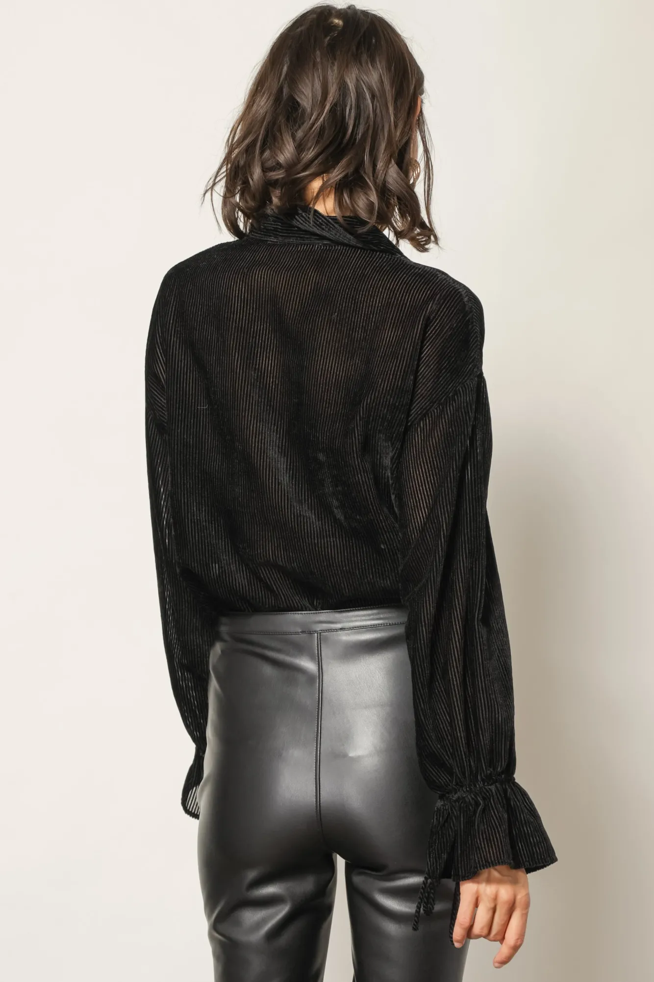 Line & Dot MICHELLE VELVET STRIPED TOP- Tops