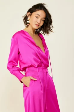 Line & Dot Miki Bodysuit ( Magenta)- Tops