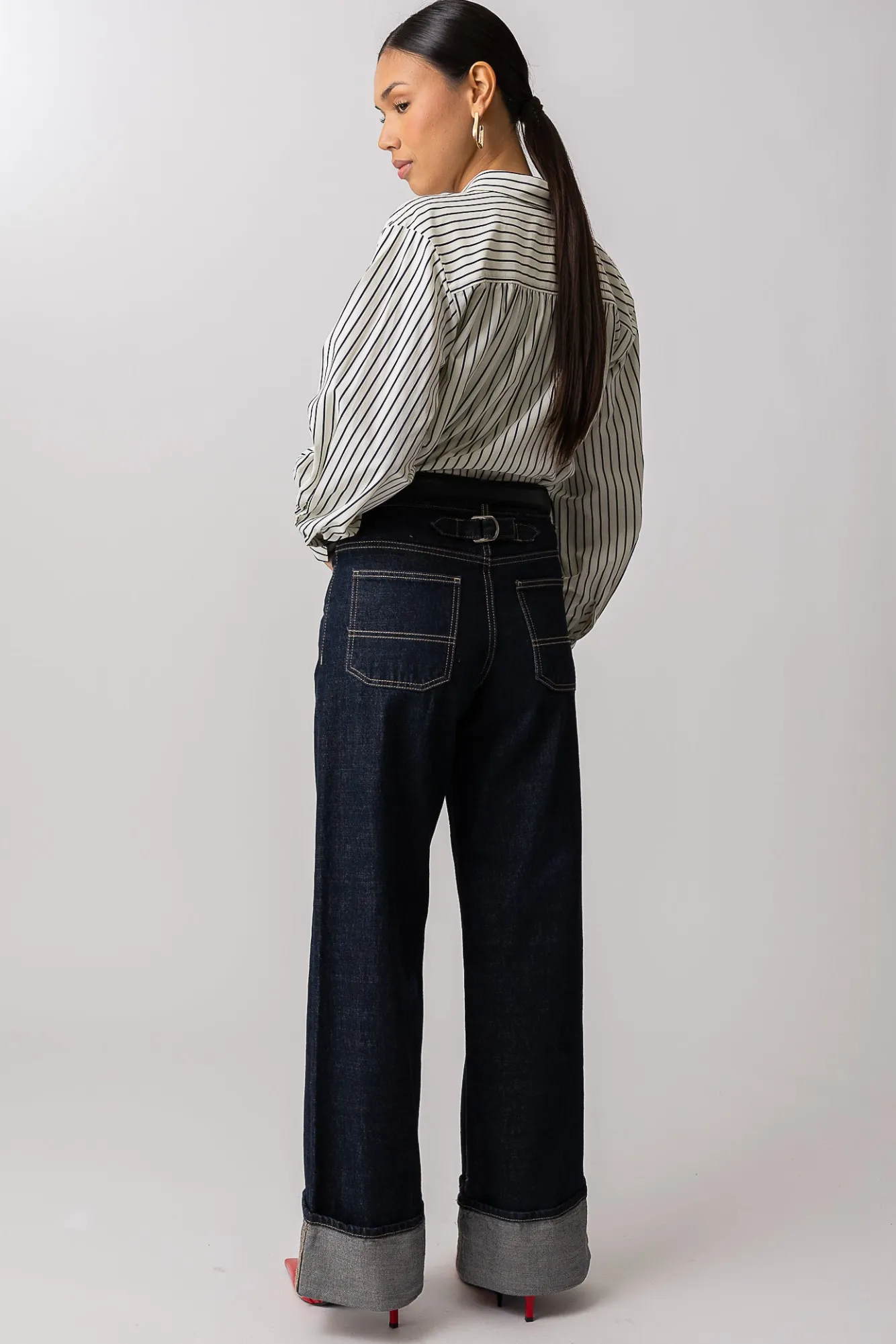 Line & Dot MORSE BUTTON DOWN- Tops