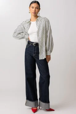 Line & Dot MORSE BUTTON DOWN- Tops