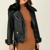 Line & Dot Moto Leather Jacket- Outerwear