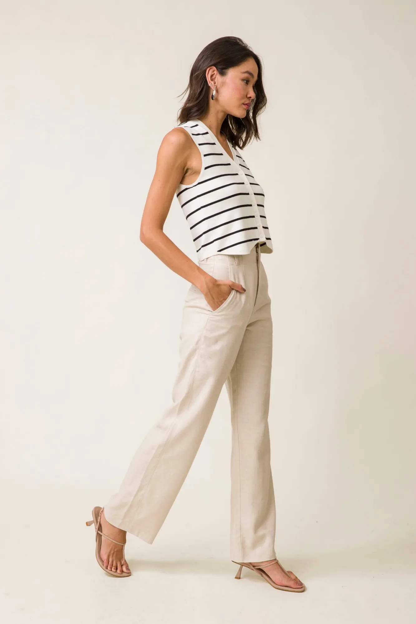 Line & Dot RAE STRIPE SWEATER VEST- Tops