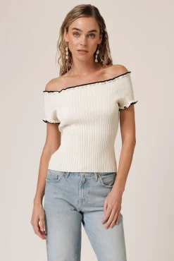 Line & Dot REONNY OFF THE SHOULDER SWEATER- Tops