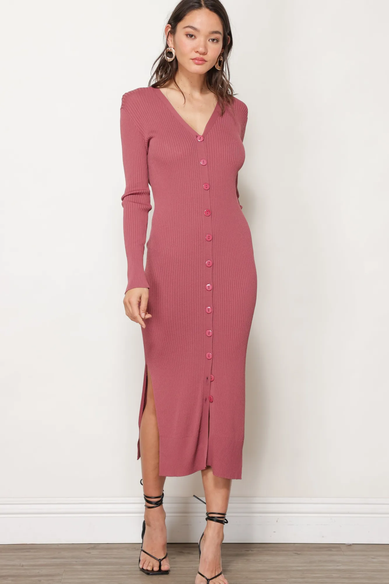 Line & Dot SIMONE BUTTON DOWN SWEATER- Dresses