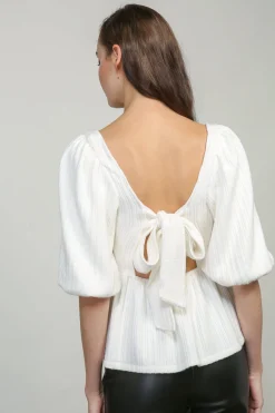 Line & Dot THEA BALLOON SLEEVE KNIT TOP- Tops