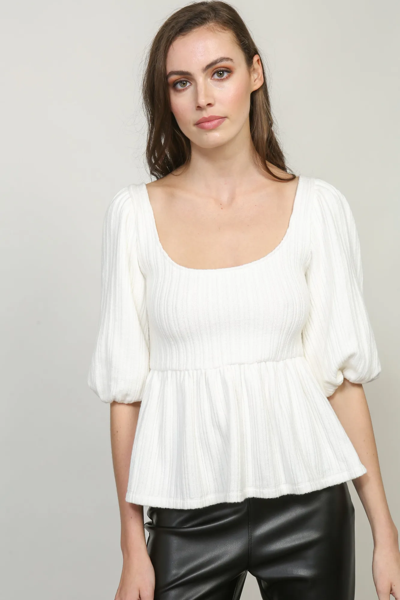 Line & Dot THEA BALLOON SLEEVE KNIT TOP- Tops