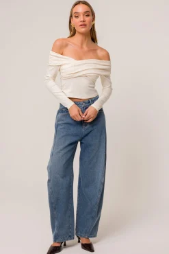 Line & Dot TOWN OFF SHOULDER TOP- Tops