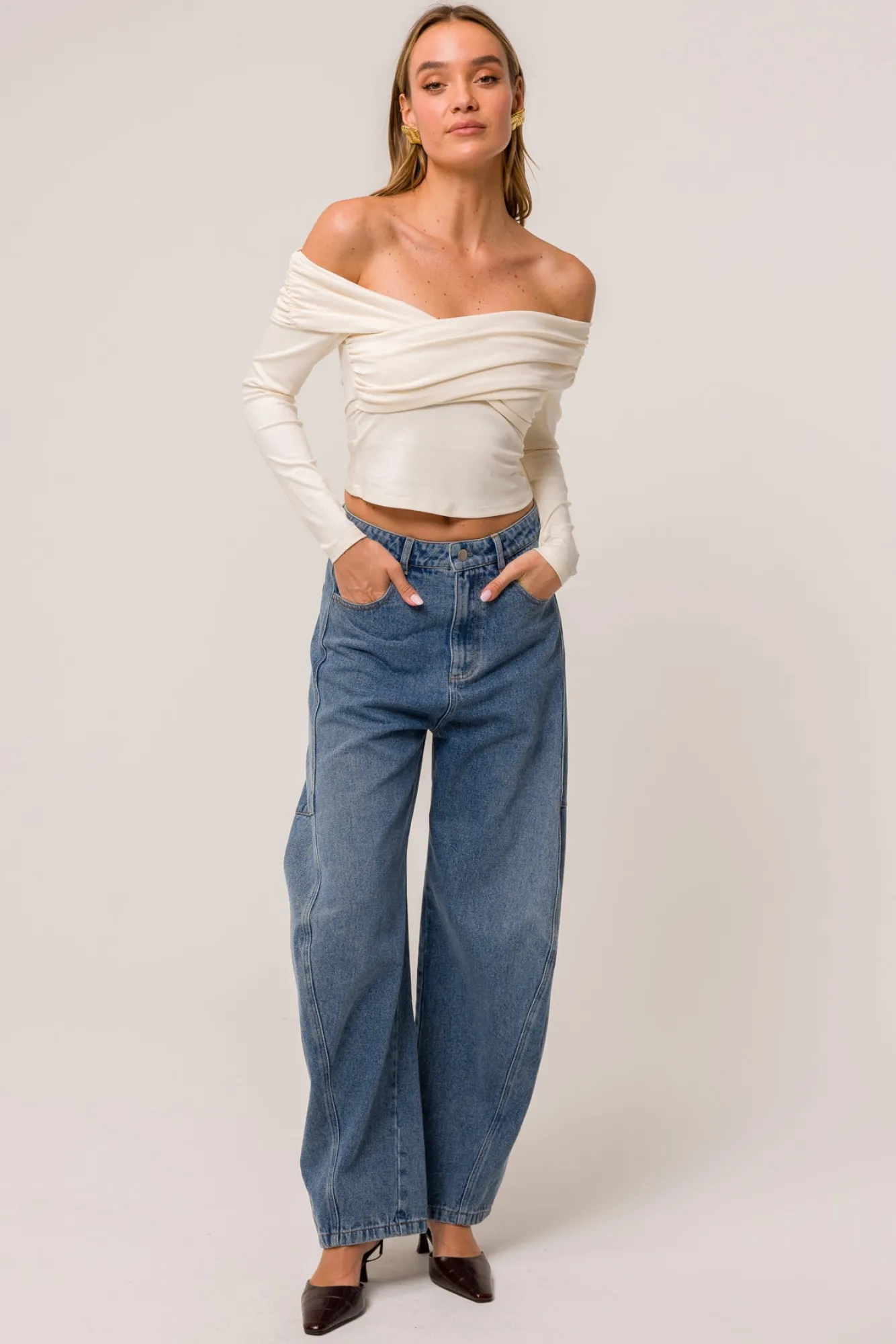 Line & Dot TOWN OFF SHOULDER TOP- Tops