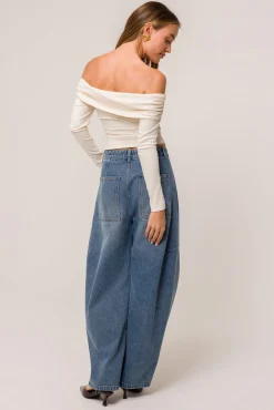 Line & Dot TOWN OFF SHOULDER TOP- Tops