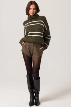 Line & Dot VERONICA SWEATER - OLIVE AND IVORY- Knits